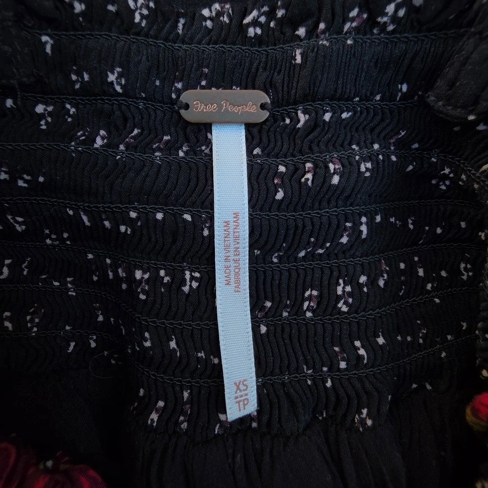 Free People Walking Through My Dreams Dress XS Black Boho Mini Cutout Back